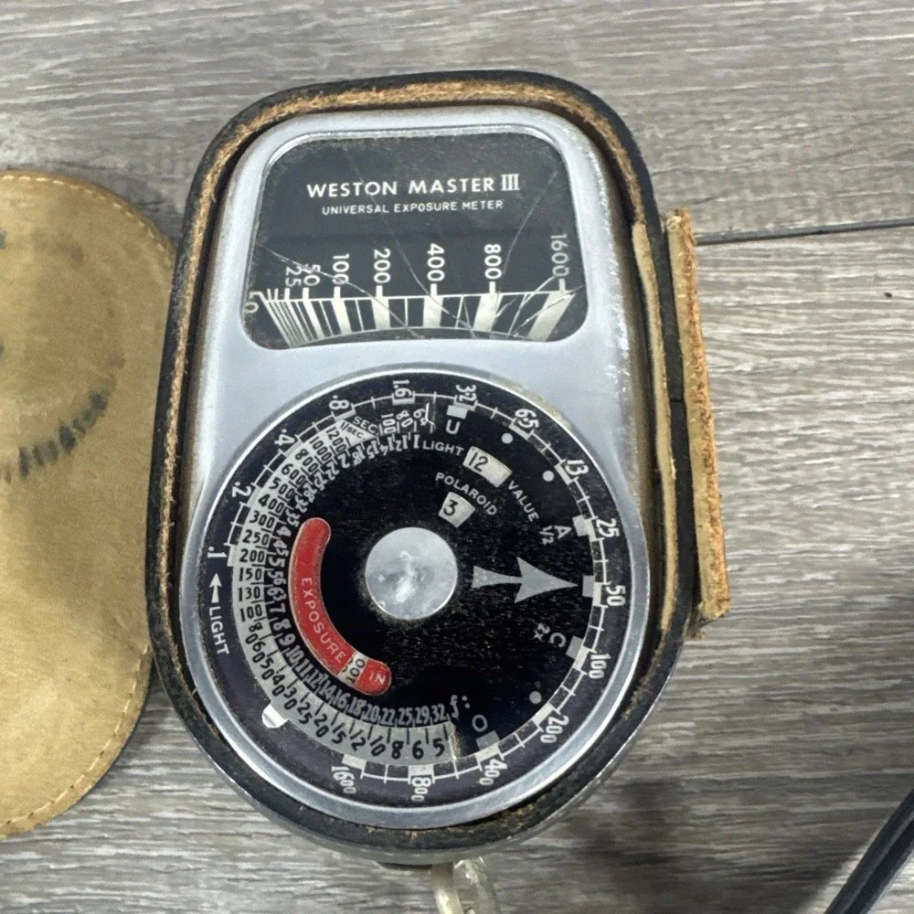 Working Weston Master III Exposure Meter with Case‎ Cracked Glass